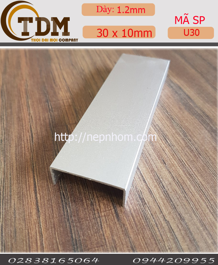 NẸP NHÔM U30MM NẸP NHÔM U30MM