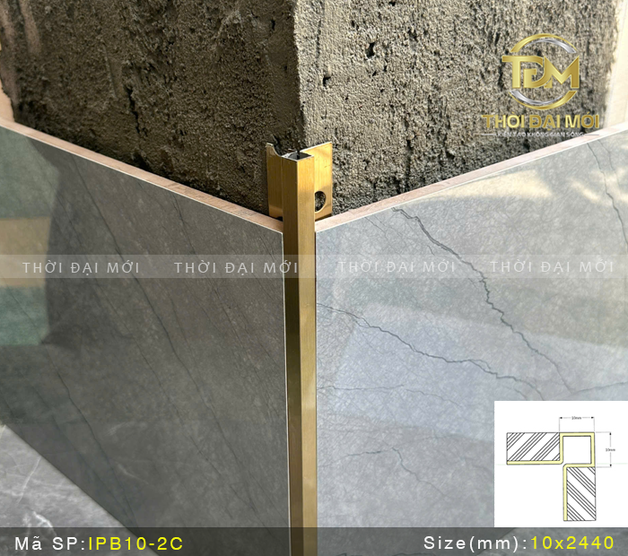 Góc tường đẹp hơn nhờ nẹp inox góc vuông 2 cánh