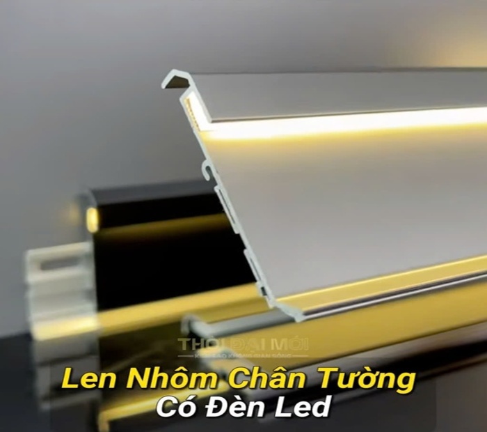 Len Nhôm Chân Tường Kết Hợp Đèn LED Tạo Hiệu Ứng Ánh Sáng Sang Trọng