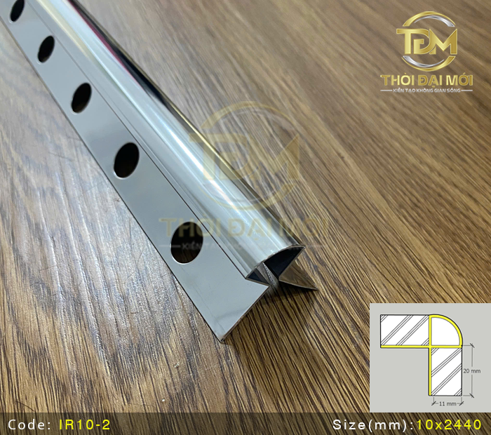 Nẹp góc tròn 2 cánh Inox