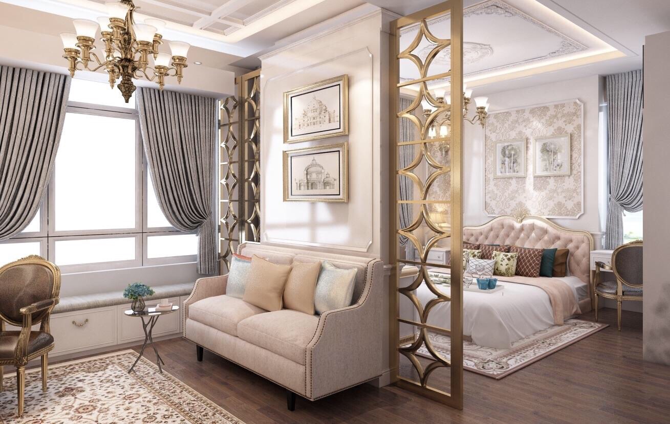 Mẫu thiết kế nội thất căn hộ kết hợp nẹp trang trí cho phong cách tân cổ điển hiện đại 2021