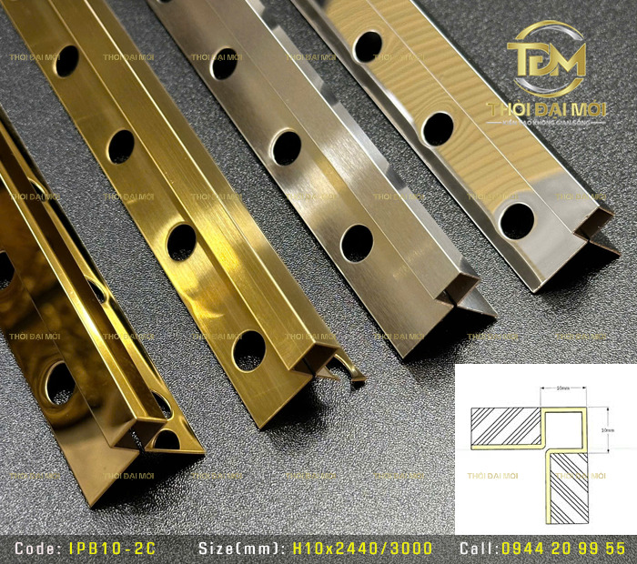 Nẹp Góc Vuông 2 Cánh Inox 304