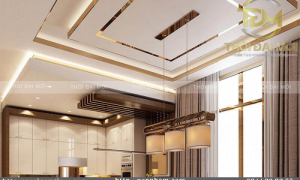 Tối ưu hóa trần bằng nẹp inox để tạo chiều sâu và ánh sáng